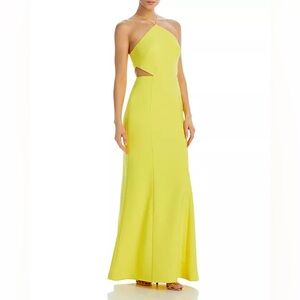 Aidan by Aidan Mattox Bright Yellow Cut Out Gown